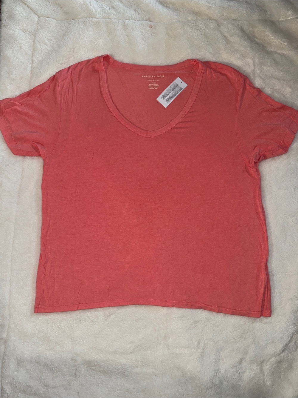 American Eagle Outfitters Coral Short Sleeve Scoop Tee